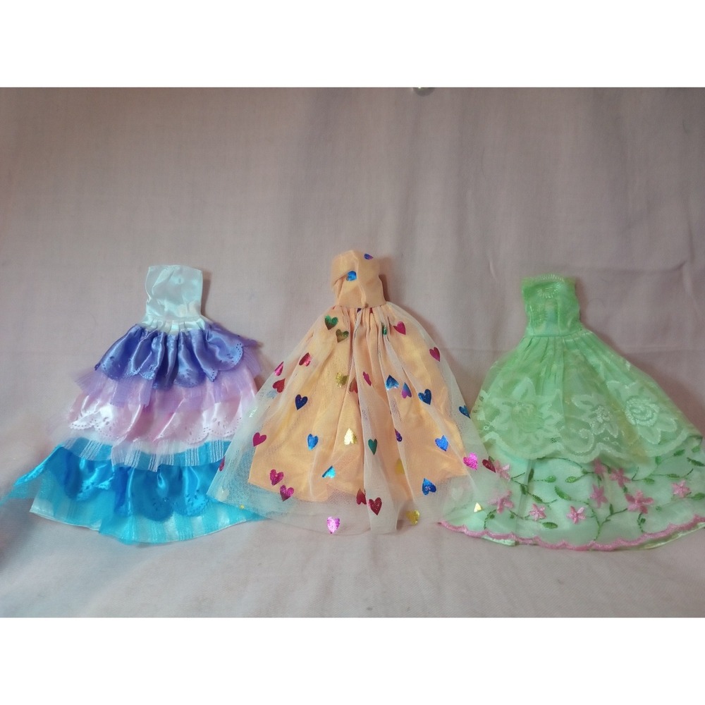 Lot of 3 Fashion Doll Ball Gown Dresses Barbie Size Formal Princess Dresses